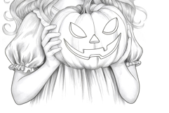 Halloween coloring page for adults. Coloring book witch Product Image 4