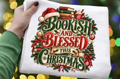 Bookish and Blessed This Christmas PNG, Christmas Books Product Image 4
