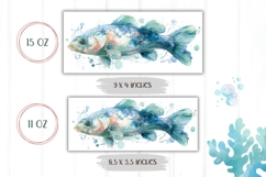 Watercolor Fish Mug Wrap, Sea Coffee Mug, Blue Fish Mug Product Image 2