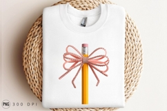 Pencil With Pink Bow Sublimation PNG Product Image 3