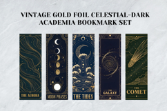 Vintage Gold Foil Celestial Bookmark Set,Antique Moon &amp; Star Product Image 2