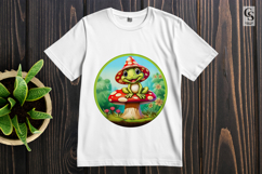 Cute Mushroom And Frog Cartoon Clipart Sublimation PNG Product Image 2
