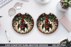 Bat Hanging Car Coaster Sublimation| Christmas Coaster PNG Product Image 1