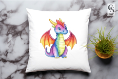 Rainbow Dragon Watercolor Clipart PNG Product Image 2