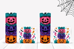 Colorful Halloween Pumpkins Tumbler, Cartoon Halloween Print Product Image 2