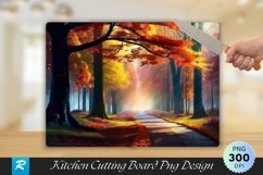 Magic Autumn Forest Walking Path Cutting Board PNG Design Product Image 1