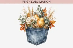 Autumn denim pocket png design for T-shirts Product Image 2