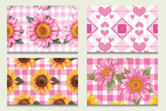 Pink Gingham Sunflowers Cutting Boards sublimation Designs Product Image 2