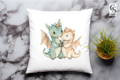 Cute Unicorn Dragon Hug Clipart Sublimation PNG Product Image 2