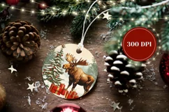 Vintage Christmas Ornament, Christmas Moose Ornament Design Product Image 2