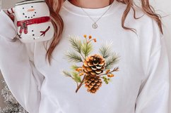 Gold Christmas Watercolor Clipart Sublimation, Christmas PNG Product Image 2