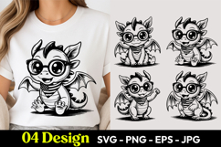 Cute Nerd Dragon SVG PNG Product Image 1