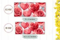 Watercolor Pink Roses Mug Sublimation, Love Heart Mug Wrap Product Image 2