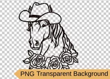 Horse head cowboy hat svg cut file, love horses svg, png Product Image 2