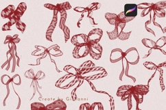 Ribbon Procreate Brush Set, Coquette Bows Procreate Brushes Product Image 2