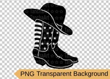 Cowboy boots svg, Cowboy hat cut file USA flag decor cricut Product Image 2