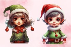 Christmas Elf Watercolor Clipart Bundle, Christmas PNG Product Image 3