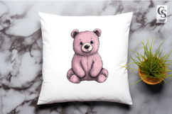 Cute Pink Teddy Bear Clipart Sublimation PNG Product Image 3