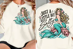 Salty Mermaid Front Back Shirt Design, Mermaid Chest Back Oc Product Image 2