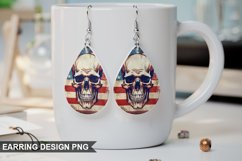 American Flag Patriotic Skull Earring Design Product Image 1