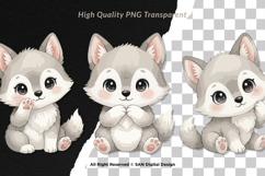 15 Bundle Watercolor Wolf Grey Nigh Animal Wildlife Kids Product Image 2