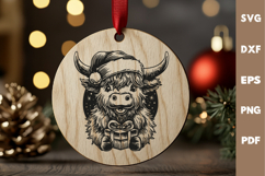 Highland Cow laser SVG PNG| Christmas Cutting Board Design Product Image 3