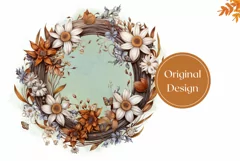 Watercolor Flowers Tumbler Wrap, Floral Wreath Sublimation Product Image 2
