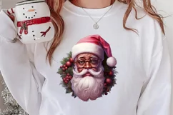 Vintage Black Pink Santa Claus Sublimation Clipart Product Image 2