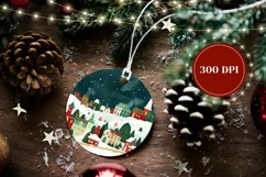 Cartoon Winter Village Ornament, Cozy Winter Ornament Design Product Image 2