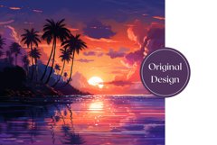 Tropical Sunset Tumbler Wrap Design, Summer Sublimation Product Image 2