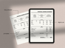 Pay stub form | Personal earning statement template | word Product Image 2