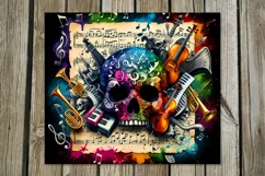 Music & Skulls | 4 Skinny tumbler sublimation designs Product Image 2