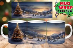Snowy Christmas Landscape Mug Wrap 11oz 15oz Product Image 1