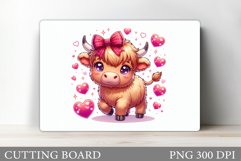 Highland Cow Cutting Board. Valentines Cow Cutting Board Product Image 1