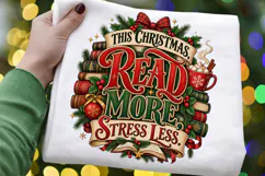 This Christmas Read More Stress Less PNG, Christmas Books Product Image 2