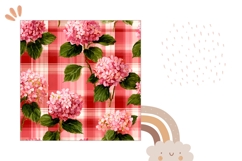 Pink Hydrangea Pillow Template, Floral Pillow Sublimation Product Image 2