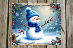 Christmas snowman card | Skinny tumbler sublimation design Product Image 2