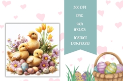 Easter Duck Square Coasters, Cartoon Easter Sublimation Product Image 2