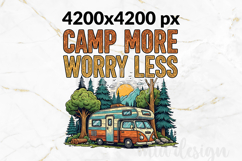 Camp More Worry Less PNG, Vintage Camper Sublimation Design Product Image 2