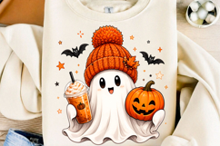 Cute Pumpkin Spice Ghost Halloween PNG Product Image 1