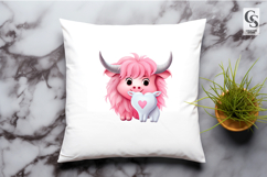 Cute Pink Highland Cow Clipart Sublimation PNG Product Image 3