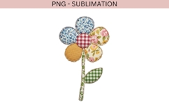 Patchwork Flower PNG | Vintage Fabric Floral Clipart Product Image 3