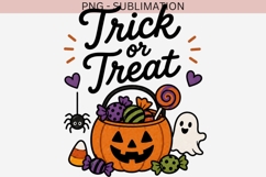 Trick or Treat PNG | Cute Halloween Pumpkin Candy Bucket Product Image 2