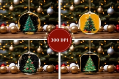 Black Christmas Round Ornaments, Christmas Tree Ornaments Product Image 2