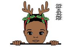Christmas Reindeer Kids Bundle SVG Afro Girl and Boy Product Image 2