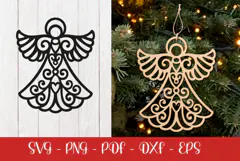 Christmas Angel laser SVG PNG| Christmas ornament Product Image 2