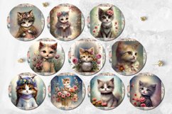 Cats Round earring | Watercolor Sublimation design bundle Product Image 2