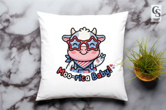 Patriotic Cow Clipart Sublimation PNG Product Image 2