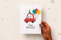 Kids Car Happy Birthday Card | EPS SVG PNG JPG AI Product Image 2