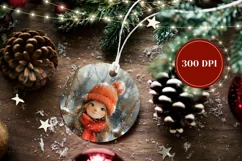 Winter Ornament Design, Cute Girl Ornament Sublimation Product Image 2